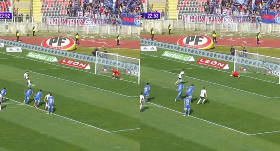 The classic begins: Lucero scores from a penalty, giving Colo Colo a 1-0 lead against U. de Chile.