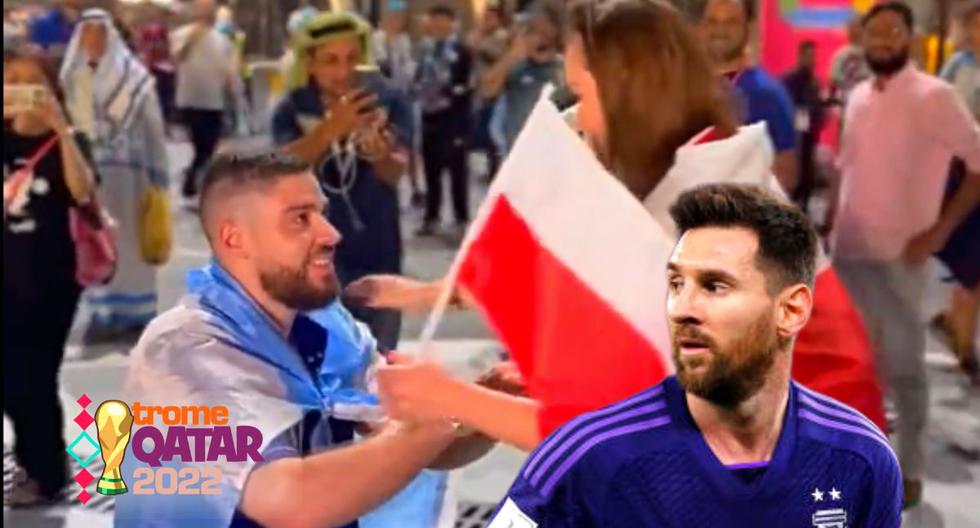 Argentinian fan gave a ring to his Polish girlfriend before Argentina vs Poland.