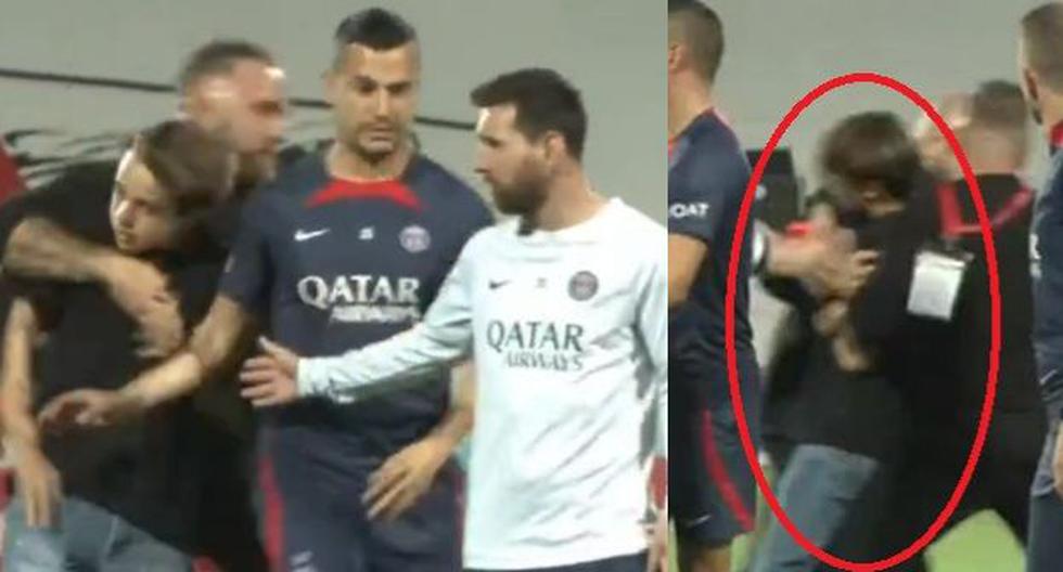 Malísima suerte: Messi cerca de cumplir el sueño de un hincha y la seguridad frenó el contacto 