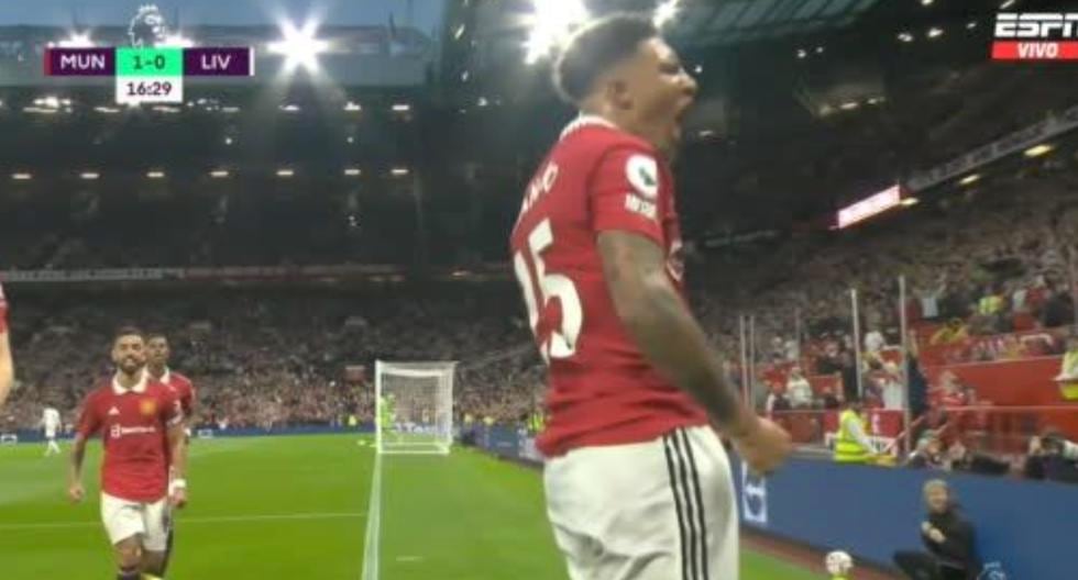 Manchester United vs. Liverpool: Jadon Sancho anotó un golazo para el 1-0 de ‘Red Devils’ 