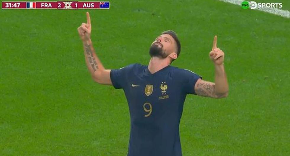 ¡Por fin se le hizo! Giroud pone el 2-1 de Francia celebrando su primer gol en Qatar 2022