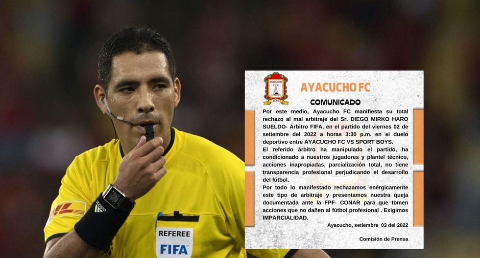 Ayacucho reclama mal arbitraje de Diego Haro: “Manipuló el partido”