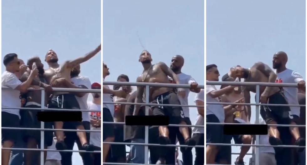 Arturo Vidal couldn't even stand up: that's how he ended up at the Flamengo celebrations.