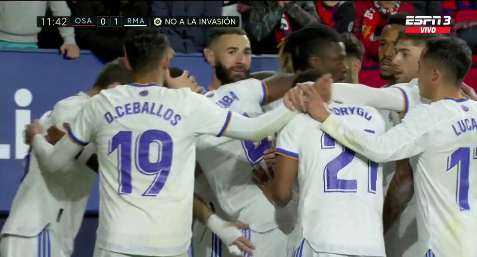 Aprovechó el rebote del palo: David Alaba consiguió el 1-0 del Real Madrid vs. Osasuna 