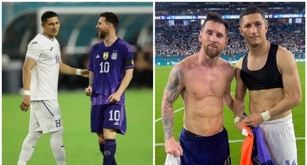 Jugador de Honduras le pidió la camiseta a Messi mientras le hacía marca personal