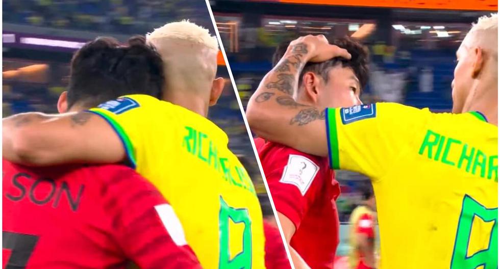 Son lloró por la derrota de Corea del Sur ante Brasil y Richarlison lo consoló 