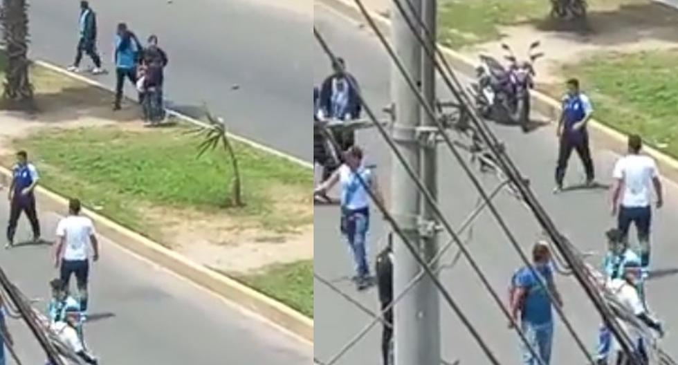 Cruel ataque de barristas contra sujeto tendido en la pista, en Los Olivos 