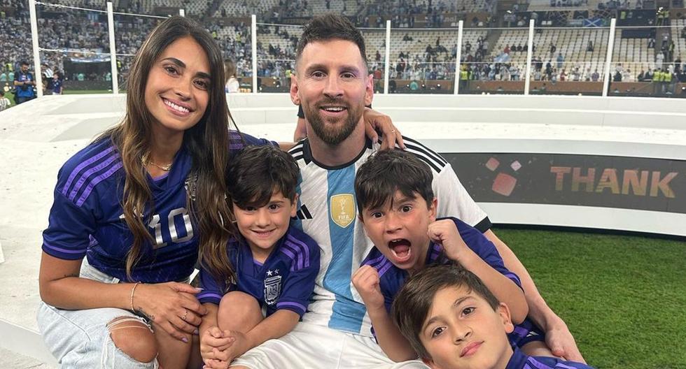What did Lionel Messi and Antonela Roccuzzo give their son Thiago after conquering the World Cup?