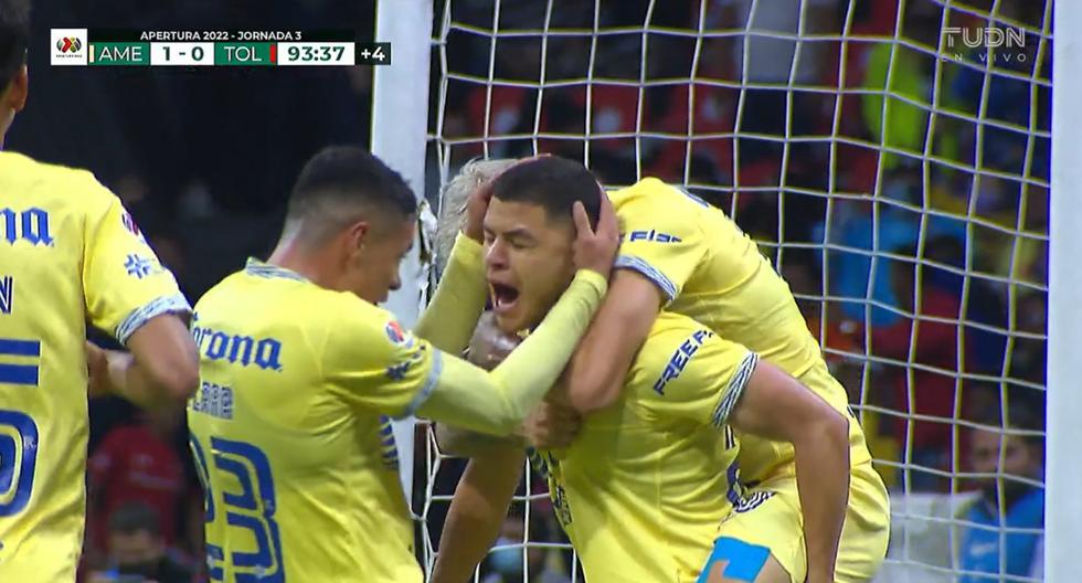 In the last minute: Richard Sánchez scores a goal for a 1-0 lead in the América vs. Toluca match.