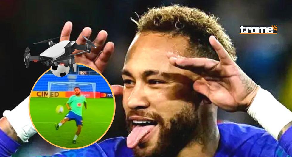 Neymar bate récord al controlar balón lanzado por dron desde 35 metros 