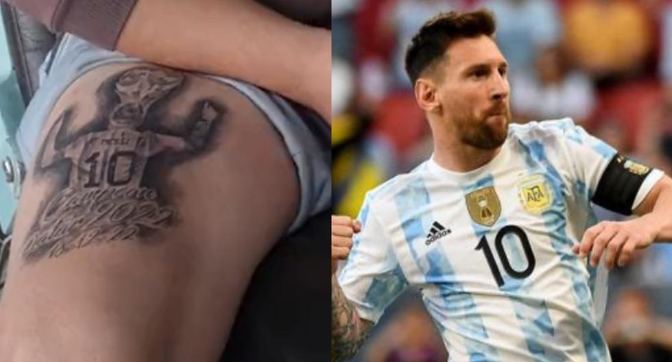 Demostró su amor por Argentina: hincha se tatúa a Messi como campeón del Mundial Qatar 2022