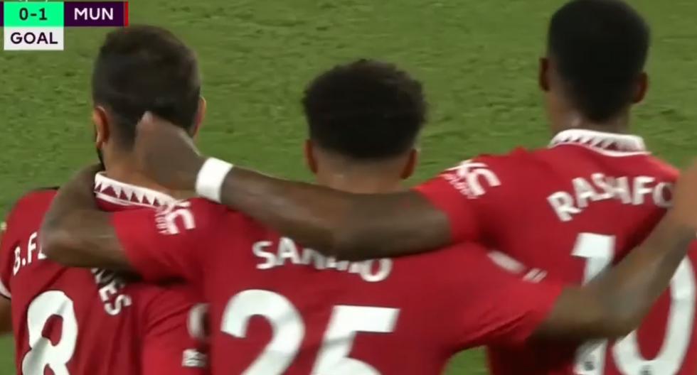 Gol de Jadon Sancho para el 1-0 de Manchester United sobre Leicester City por la Premier League