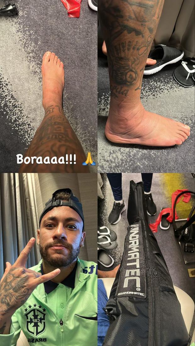 Neymar muestra cómo viene tratando su lesión en el tobillo. (Foto: Captura)