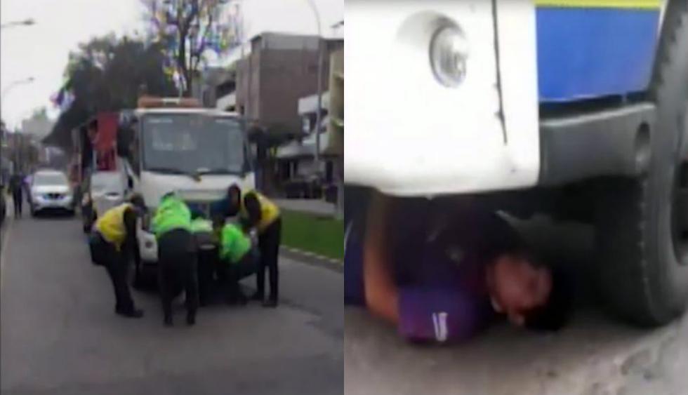 Chofer de taxi colectivo se puso debajo de grúa para evitar que su auto sea llevado al depósito en San Luis. Video: América Noticias