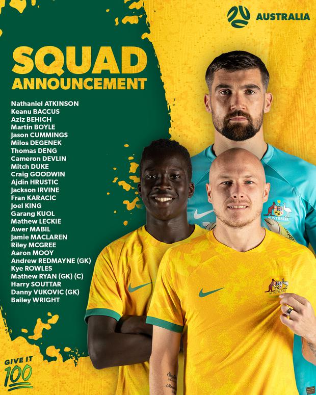 Selección de Australia anunció su lista de convocados para el Mundial Qatar 2022.