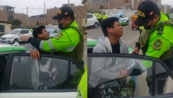 'Gemebundo' le ruega a policía y serenos de Surco que no lo lleven a comisaría. Foto: Municipalidad de Surco