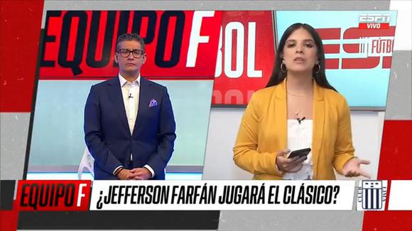 Programa de ESPN adelanta cuanto tirmepo jugaría Jefferson Farfán en el clásico (Video: ESPN)