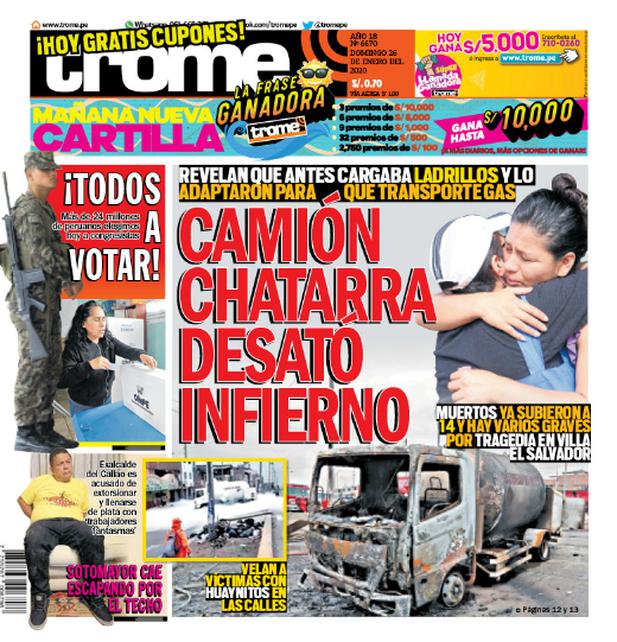 Camión Chatarra Desató Infierno Portada Trome Trome Noticias Último Minuto Portada 8875