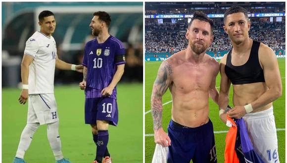 Héctor Castellanos se llevó la camiseta de Lionel Messi tras hacerle marca personal. (Foto: AP/Captura)
