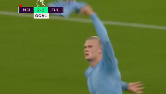 Erling Haaland anotó el gol de la victoria de Manchester City. Foto: Captura de pantalla de ESPN.