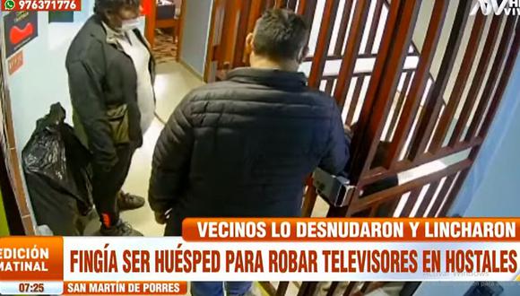 Propinan golpiza a delincuente que fingía ser huésped para robar televisores de hostales. (Foto: ATV+)