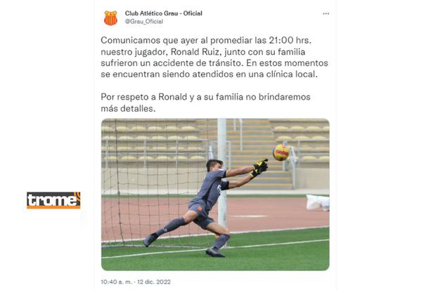 Atlético Grau se pronuncia sobre accidente de Ronald Ruiz (@grau_oficial)