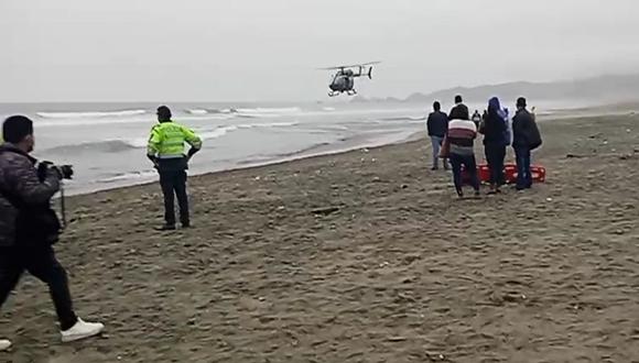 Un helicóptero de la Policía y agentes de la Unidad de Salvataje se sumaron a la búsqueda del sereno desaparecido. (ViaTV  Perú)