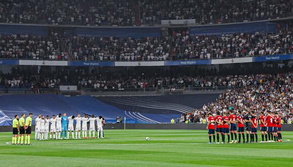 Real Madrid y Osasuna realizaron minuto de silencio. (Foto: Agencias)