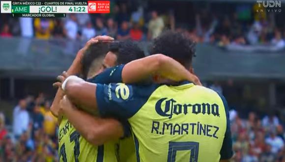Henry Martín adelantó para América, sin embargo, Puebla empató el partido. Foto: Captura de pantalla de TUDN/Liga BBVA MX.