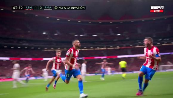 Yannick Carrasco anotó el 1-0 del Atlético de Madrid vs. Real Madrid. (Foto: captura ESPN)