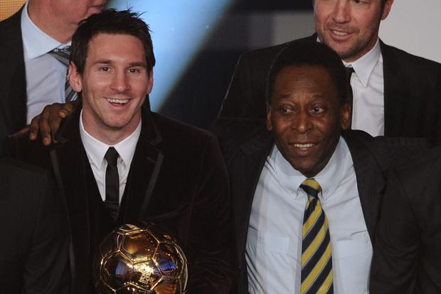 Messi y Pelé juntos en la gala de entrega del Balón de Oro 2013. (Foto: AFP)