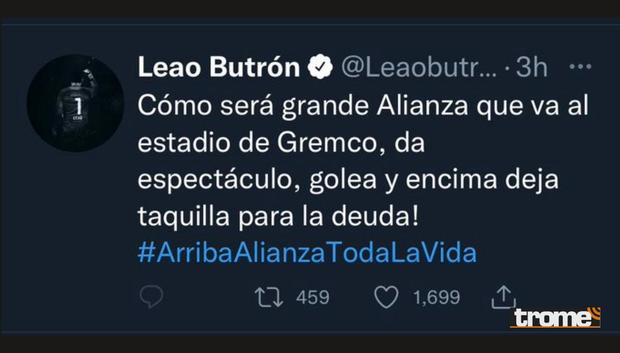 Leao Butrón y el tuit que causó polémica (@leaobutron)