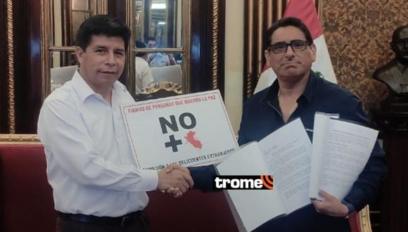 Carlos Álvarez se reunió con el presidente Pedro Castillo en Palacio y le pidió frenar delincuencia