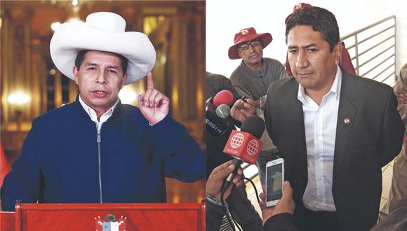 Presidente Pedro Castillo y Vladimir Cerrón (líder de Perú Libre).