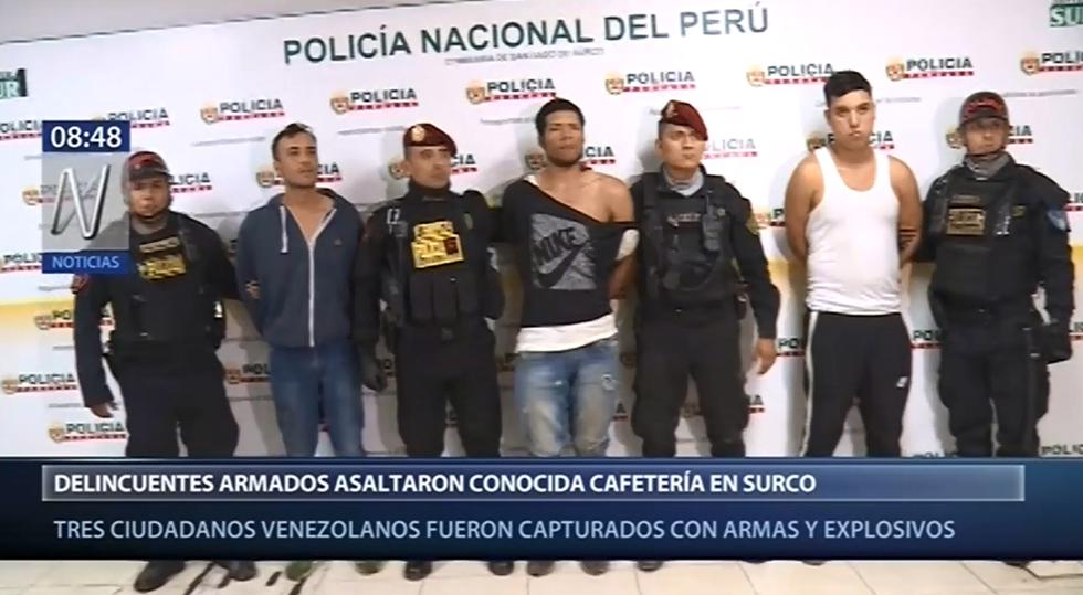 Venezolanos fueron detenidos tras asaltar conocida cafetería de Surco.