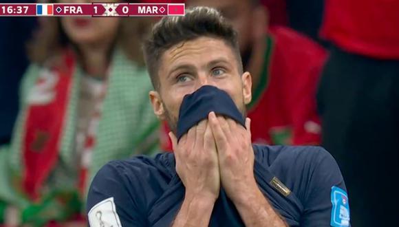 Olivier Giroud se perdió el 2-0 de Francia vs. Marruecos. (Foto: captura)