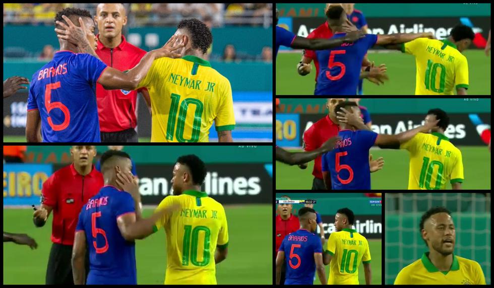 Neymar y Barrios se dieron cachetadas en violento cruce frente al árbitro en el Brasil vs Colombia
