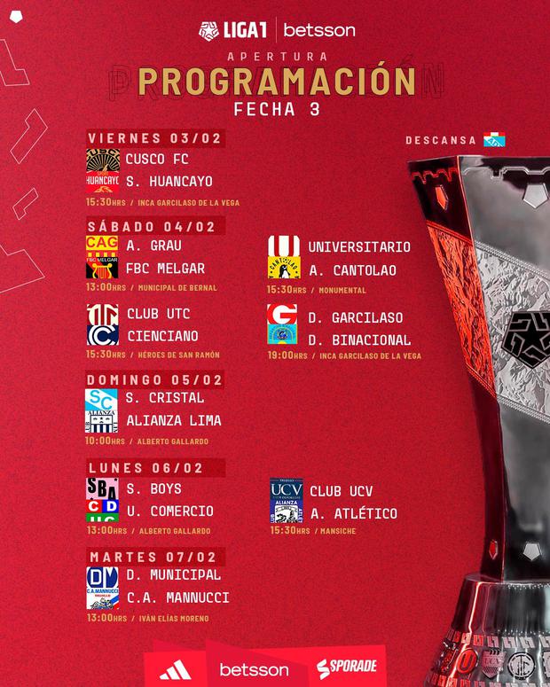 Nueva programación de la fecha 3 del Torneo Apertura (@ligafutprf)