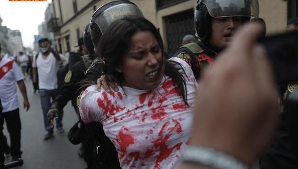 Exintegrante de Perú Libre, Zaira Arias, protagonizó incidente en la Marcha por la Paz. (Foto: Anthony Niño de Guzmán  /@photo.gwc)