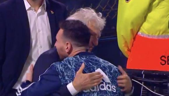 Así fue el reencuentro de Lionel Messi y José Pekerman en La Bombonera. (Captura: TyC Sports)