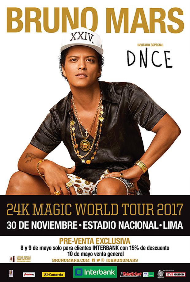 Bruno Mars en Lima Estos son los precios de las entradas para el