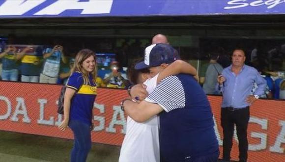 Diego Maradona lloró por sorpresa conmovedora: Su hija Dalma llevó a su nieto Benjamín Agüero hasta el banco previo al Boca vs Gimnasia