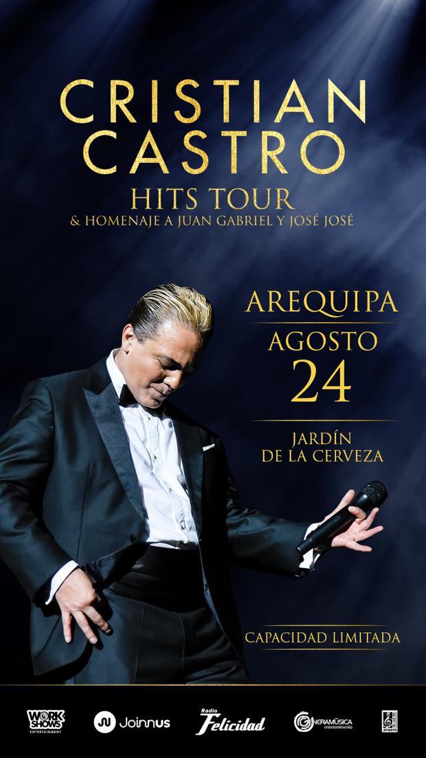 Cristian Castro dará concierto con Arequipa con su gira ‘Hits tour