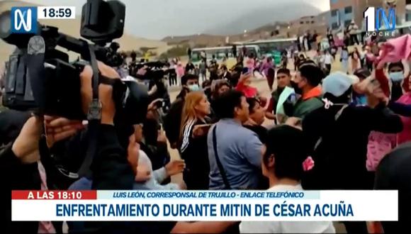 Ciudadanos de Alto Trujillo mostraron su rechazo hacia César Acuña. (Foto: Canal N)