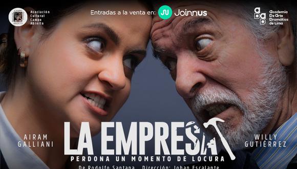 Protagonizada por dos talentosos actores, Willy Gutiérrez y Airam Galliani, la obra "La empresa perdona un momento de locura" se estrena este 30 de septiembre.