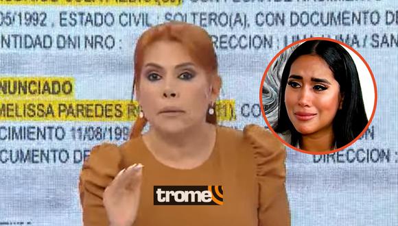 Magaly Medina se queda indignada al escuchar el audio de Melissa Paredes. Foto: Captura ATV
