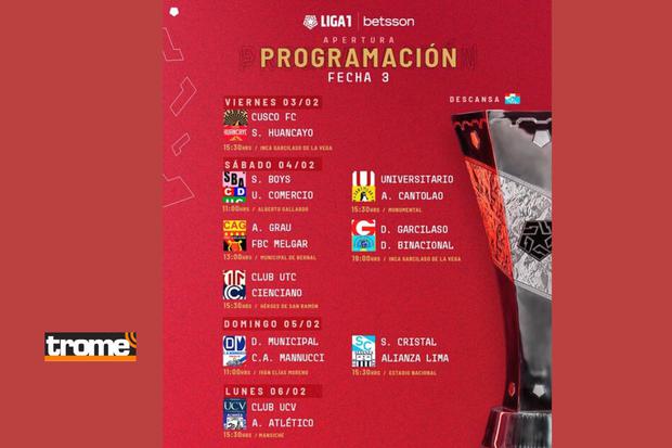 LIga1 programó la tercera feha como posible inicio de Torneo Apertura (@ligafutpro)