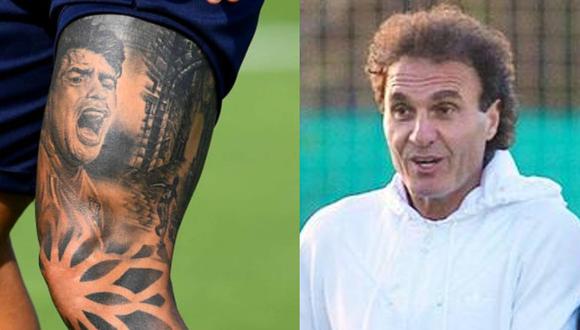 Oscar Ruggeri quedó totalmente sorprendido al ver el tatuaje de Diego Maradona en la pierna de Lorenzo Insigne. Foto: Composición.