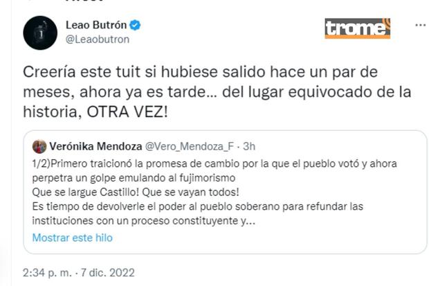 Ex arquero de Alianza Lima siempre esta pendiente de la coyuntura política del país (@leaobutron)