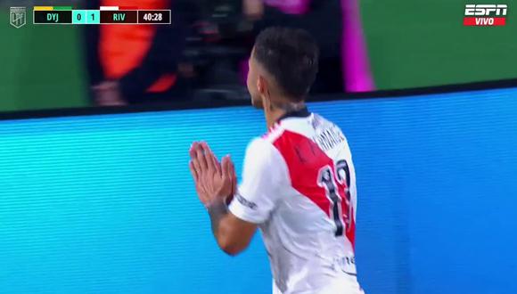 Enzo Fernández adelantó el marcador a favor de River Plate. Foto: Captura de pantalla de ESPN.